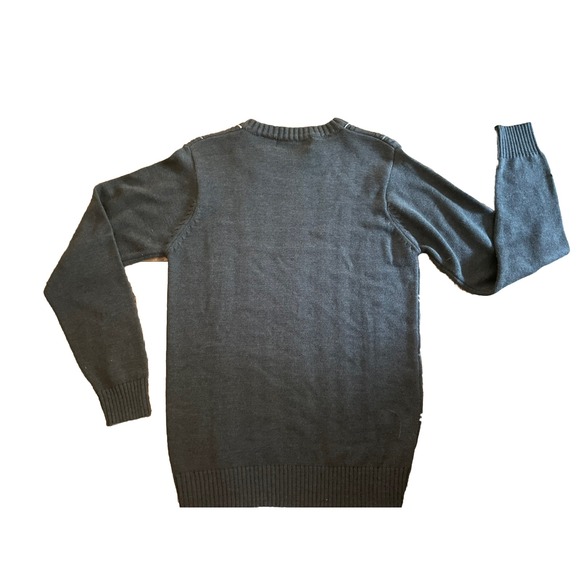 Oscar de la Renta Pullover Sweater Small Men's Windowpane Stripe Gray Designer - Picture 3 of 5